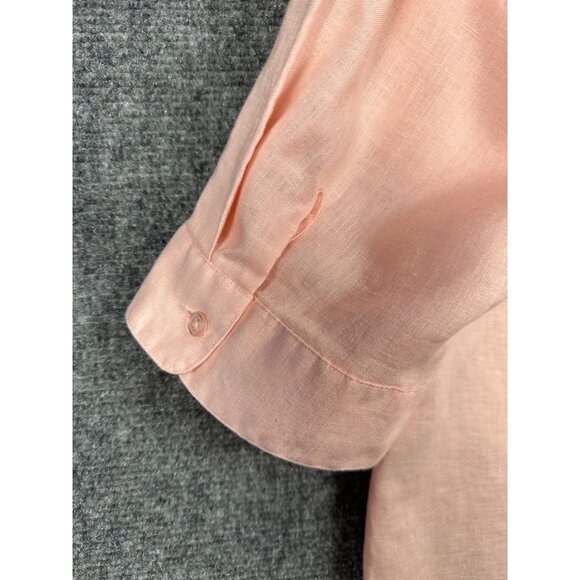 Coldwater Creek Women Plus 2X 100% Linen Blouse Tunic Pastel Peach Button Front - Picture 4 of 6